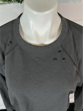 Dark Gray Long Sleeve Distressed Sweatshirt